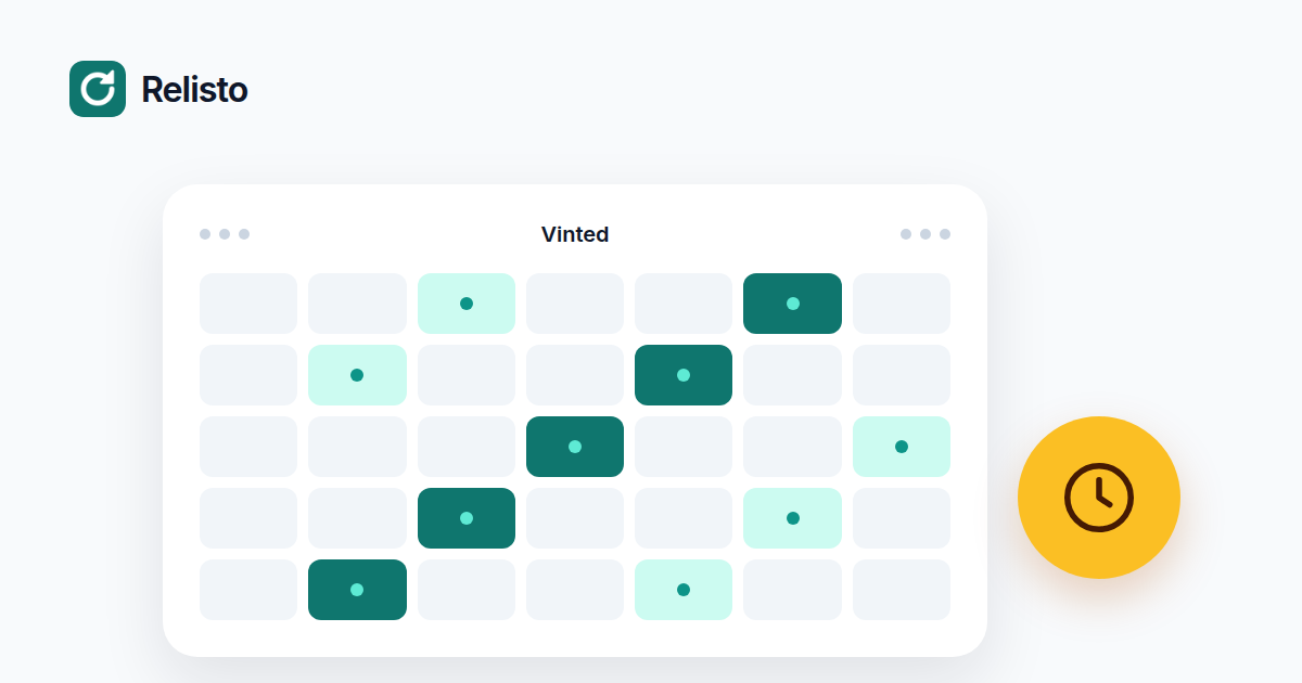 Illustration of a calendar and clock for planning when to relist Vinted items